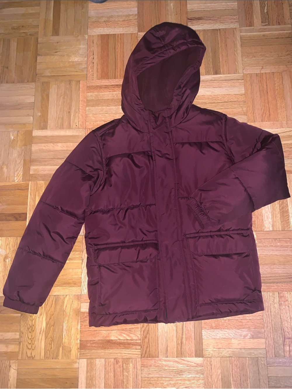 EUC! Old Navy Hooded Puffer Jacket Burgundy Girls Size Medium (8)